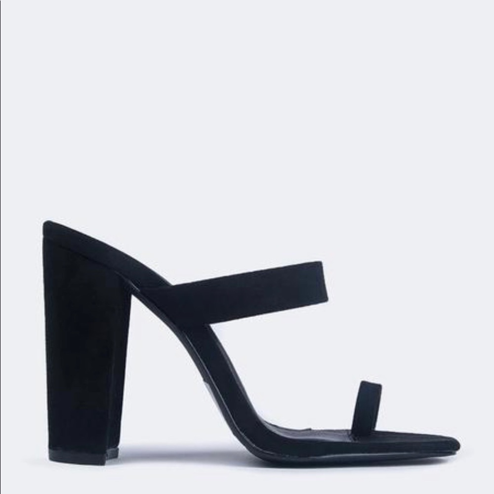 Black Slide On Toe Mules - Picture 4 of 5